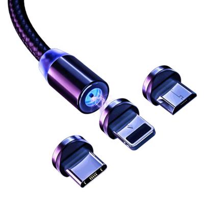 China Mobile Phone Tablet MP3 GPS 3in1 Magnetic Charging Cable Micro Type USB Charging Cable 360 ​​Degree Rotation c for sale