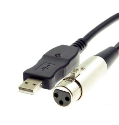 China COMPUTER COAXIAL Audio Cable 3Pin XLR to USB Cable Adapter Female to Male USB Microphone Cable for sale