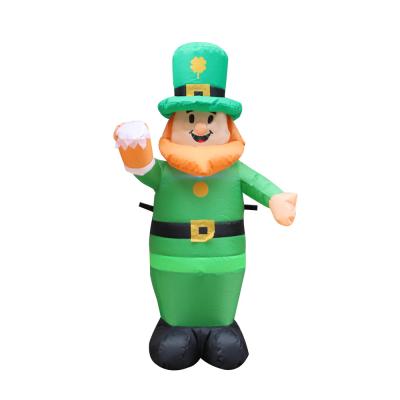 China Party Halloween Carnival 100cm St Patrick's Day Inflatable Leprechaun Holding A Cylinder Blow Up Yard Lawn Indoor Outdoor Decoration for sale