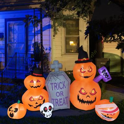 China Inflatable Party Halloween Carnival Pumpkin Halloween Decorations With Tombstone Explosion Outdoor Yard Decorations for sale