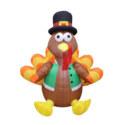 China Outdoor Party Halloween Carnival Inflatable Turkey Thanksgiving Inflatable Decorations Blow Up Built-in Rotating Turkey LED Colorful Lights for sale