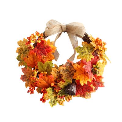 China 45CM Thanksgiving Garlands Decor Sign Front Door Fall Wreath Autumn Harvest Wreath Decoration Home Indoor Party Outdoor for sale