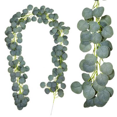 China Real Eucalyptus Garland Plant Artificial Vines Hanging Faux Eucalyptus Leaves Greenery Garland to Wedding Backdrop Arch Wall for sale