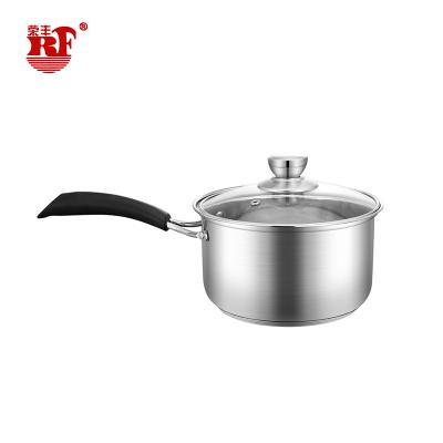 China 16cm sustainable bakwood handle general stainless steel double bottom milk boiler stove external wire drawing polishing internal light for sale