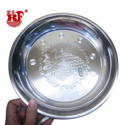 China Sustainable Cheap Round Stainless Steel Serving Tray 40 / 44cm For Restaurant for sale