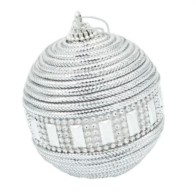 China Diamond Crystal Christmas Decorative Hanging Ornaments PET Balls Rope Handmade Craft 70mm for sale