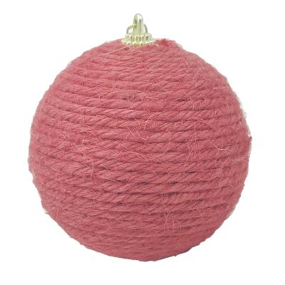 China Handmade Hemp Rope Christmas Decorative Hanging Ornaments PET Balls Craft 80mm for sale