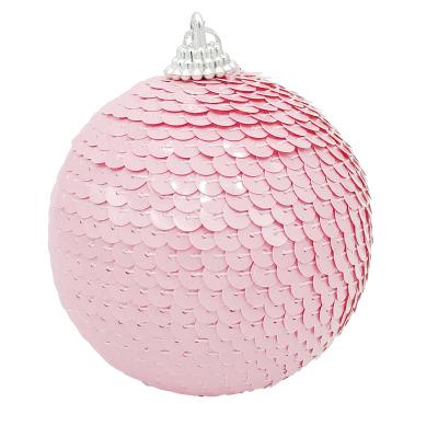 China Handmade PET Balls Sequin Covered Decorative Hanging Christmas Ornaments Decoration Craft 70mm for sale