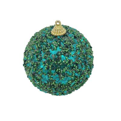 China Handmade PET Balls Beads Tinsel Glitter Powder Graduated Color Christmas Ornaments Decoration Decorative Hanging Craft 80mm for sale