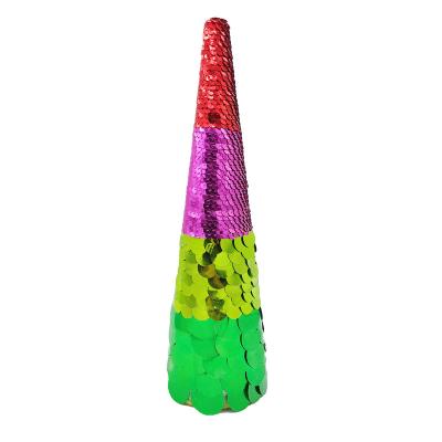 China Handmade PS Christmas Ornaments 4 Color Plastic Cone Table Top Christmas Tree Decoration Ornament Hanging Craft for sale