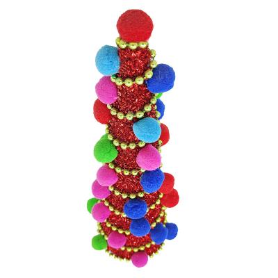 China PS Christmas Handmade Ornaments Multi Colored Felt Garland Cone Table Top Christmas Tree Decoration Hanging Ornament for sale