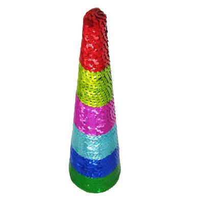 China Handmade PS Christmas Ornaments 5 Color Plastic Cone Table Top Christmas Tree Decoration Ornament Hanging Craft for sale