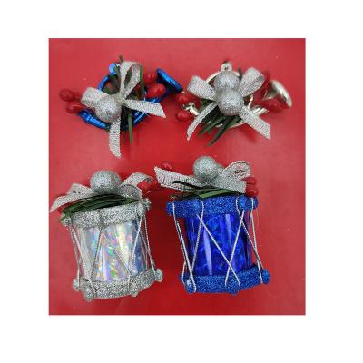 China Plastic Christmas Ornaments Plastic Hanging Trap Drum Horn Christmas Pendants Decoration Ornament MINI Craft 4PCS in 1 Unit for sale