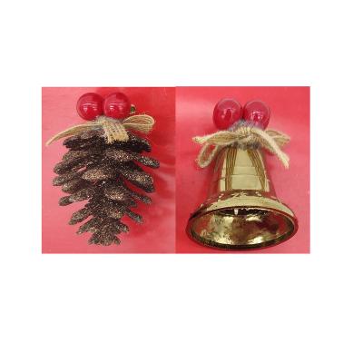 China Plastic Christmas Ornaments Pinecone MINI Craft Jingle Bell Christmas Pendants Decoration Plastic Hanging Ornament 4PCS in 1 Unit for sale