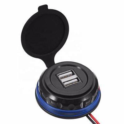 China Car Boat Marine ATV Bus Truck Golf Cart Slim Flat 24W Dual USB Car Charger with LED for Car Boat ATV Bus Truck Marine Golf Cart for sale