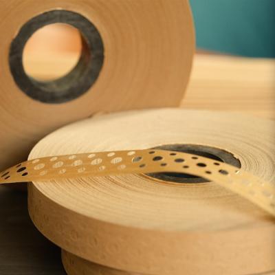 China Veneer Tape Brown Color Heat Resistant Perforated Adhesive With 3 Holes In 20mm By 200meter Per Roll for sale