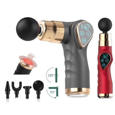 China Newest Design 2022 Body Heating Electric Thruster Mini Muscle Massage Gun Powerful Foldable Percussion Deep Muscle Tissue Fascia Gun for sale