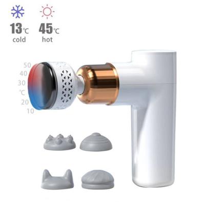 China New Rechargeable Design 8 LEVELS Hot And Cold Mini Massage Gun Muscle Therapy With Type C Charger for sale