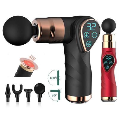 China Handheld Deep Tissue Massage Gun 32 Speeds Deep Tissue Massage Gun Body Vibration Led Touch Screen Massager Passionate Gun for sale