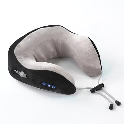 China Comfortable U Shape Electric Rechargeable Memory Foam Neck Massager Vibrating Kneading Pillow for sale