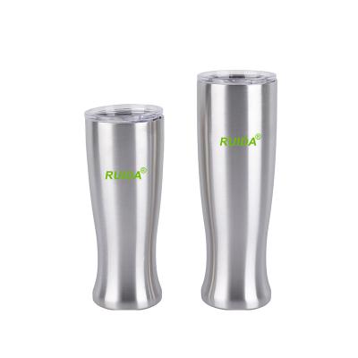 China Wholesale Disposable Curve 20oz Tumbler Pilsner Travel Portable Beer Mug With Double Lid Wall Mug Stainless Steel Water Tumbler for sale