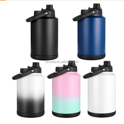 China Wholesale PORTABLE 1 Gallon Sports Water Bottle Stainless Steel Wall Vacuum Insulation 1/2 Gallon Double Jug Jug With Lid for sale