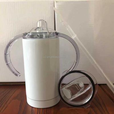 China RTS 12oz Stainless Steel Disposable Double Wall Insulated Vacuum Tumbler Sippy Cup Skinny Straight Baby Kids With Straw for sale