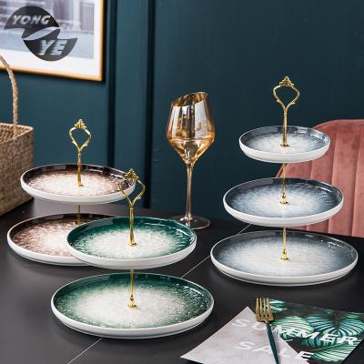 China Round Home Decoration Serving Gift Tray For Wedding Ceramic Candy Tray for sale