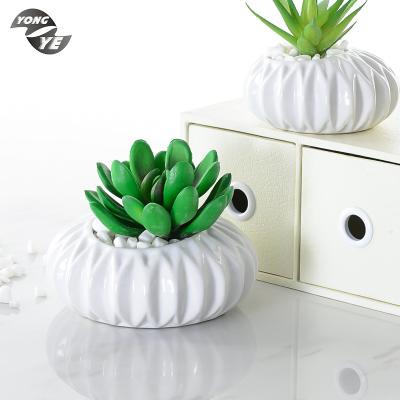 China Table Top Vase Around Shaped Vase Flower Pot Porcelain Plant Ceramic Decorative Desktop Pot for sale