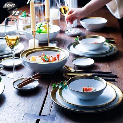 China Sustainable Western Modern High Quality Luxury Dinner Sets Porcelain Dinnerware Set for sale