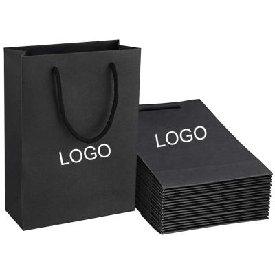 China Custom Reusable High Quality Reusable Whole Logo Matte Reusable Kraft Paper Gift Retail Party Black Strong Shopping Bags for sale