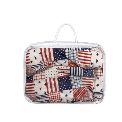 China Recyclable Custom Printed Rope Handle Reinforced Waterproof Clear PVC Steel Wire Quilt Zipper Bag for sale