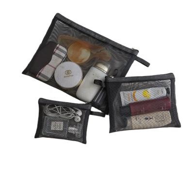 China Security Manufacturer Custom Portable Clear Plastic Mesh Zipper Cosmetic Bag for sale