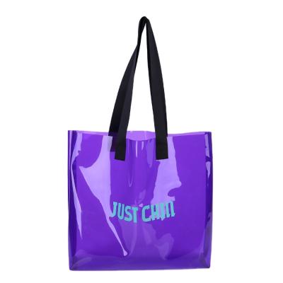 China Other Custom Design LOGO Printing FASHION Colorful Transparent PVC Tote Shopping Bag for sale