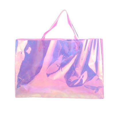 China Luxury Classic Custom Woman Tote Shopping Bag Logo Holographic Pvc Colorful Iridesent Fashion Large Capacity for sale