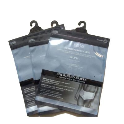 China PET/CPP Moisture Proof Plastic Bag With Hanger Packing For Underwear With Hook for sale