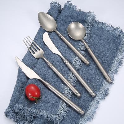 China Disposable Luxury Wedding Flatware Set Hotel Restaurant Hotel Restaurant Knife Fork Spoon Stainless Steel Matte Silver Cutlery Set for sale