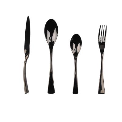 China Kaya Black Metal Stainless Steel Disposable Cutlery Set With Gift Box Black Flatware Set for sale