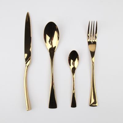 China Luxury Disposable Mirror Polish Gold Cutlery To Wedding Stainless Steel Gold Cutlery Set With Gift Box for sale