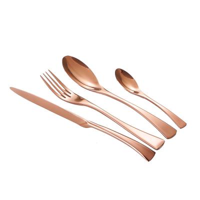 China Best Selling Kaya Cutlery Rose Gold Spoon Stainless Steel Disposable Polish Flatware Set Fork Mirror Set For Wedding With Gift Box for sale