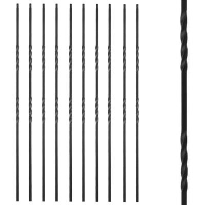 China Factory Price Traditional Wrought Iron Railing Parts Balusters Garden Buildings Black Satin Twist Basket Indor Stair Iron Balusters for sale