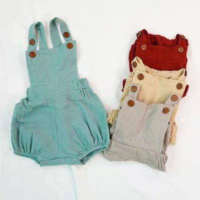 China Cheap Infant Baby Rompers Summer Cotton Plain 100% Canvas Jumpsuits For Babies for sale