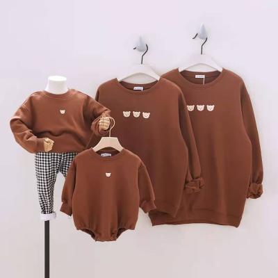 China Breathable French Terry Casual Baby And Adult Cartoon Printing Sweatshirts Family Matching Clothes for sale