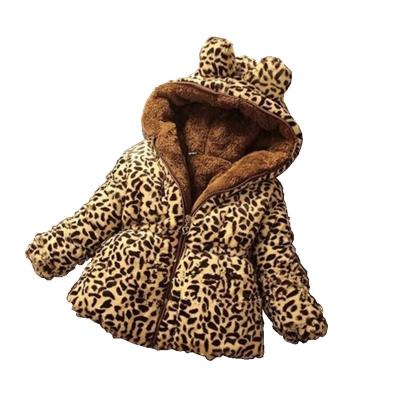 China Winter Hooded Overcoat Kids Leopard Print Viable Warm Jackets Coats For Babies for sale