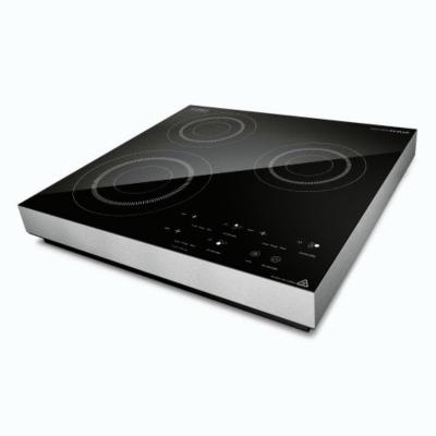 China Independent Triple Electric Griddle Black Triple Zones 3 Burners Control Panel Induction Glass Portable Cooktop for sale