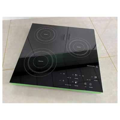 China Customized colorful steel induction cooktop triple rim pot rim pot induction cooktop triple hob for sale