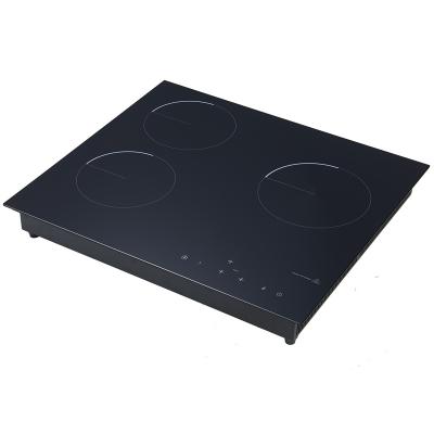 China Hotel Electric 3 Burners Kitchen Used 3500W Built In Induction Cooker Cooktop Mill Black for sale