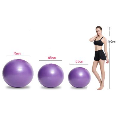 China Round PVC Pilates Fitness Yoga Ball Yoga Exercise Balance Ball 75 65 55cm Yoga Ball for sale