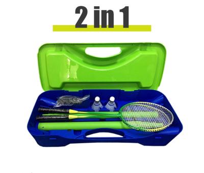 China Gym factory direct sale cheap badminton racket 2 in-1 set folding detachable and portable for sale