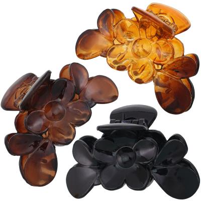 China New Arrival Environmentally Friendly Hair Accessories Customized Plastic Ponytail Clip Hairpin Petal Colors Petal Grab Clip for sale